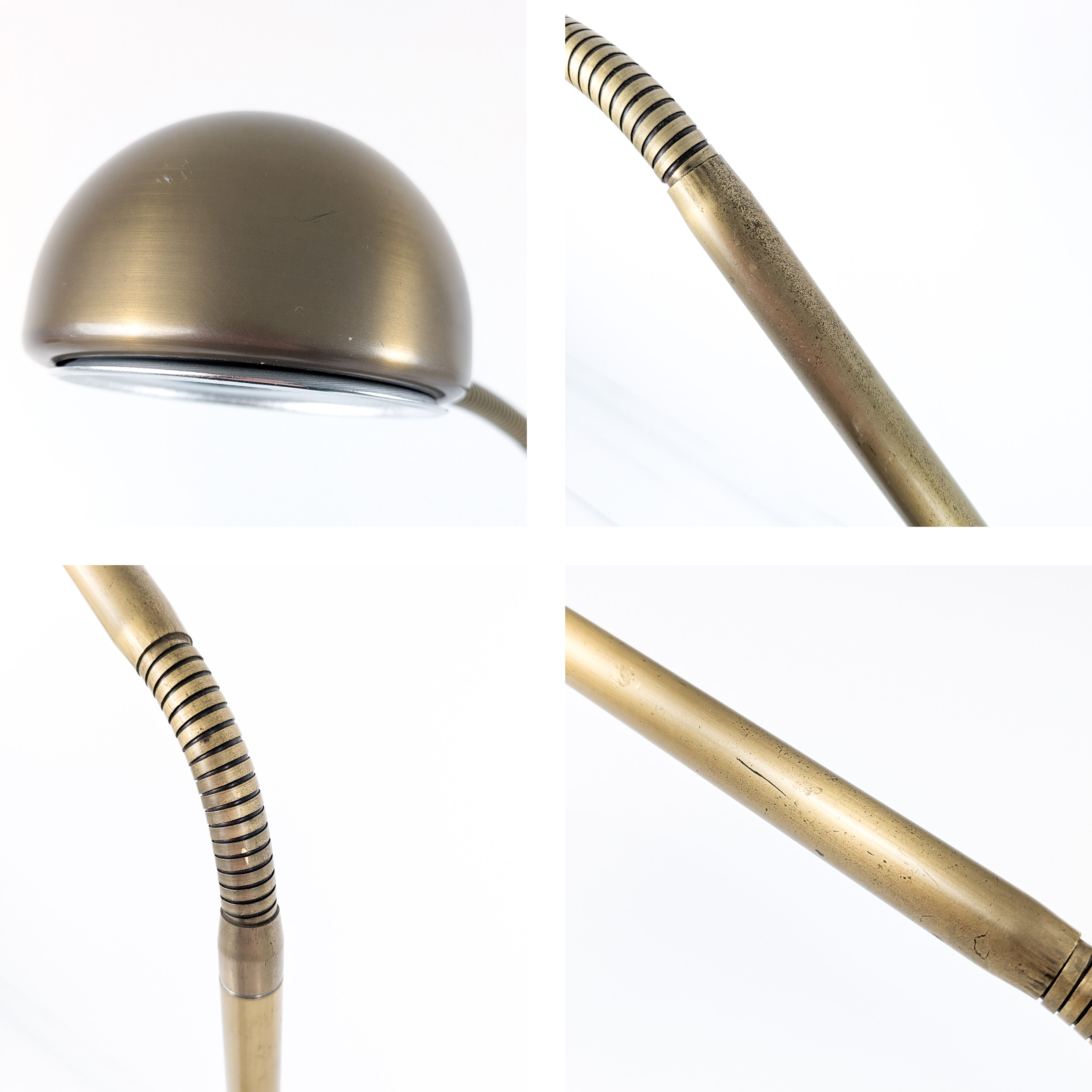 Lampadaire vintage Hustadt à 2 têtes flexibles, laiton mat