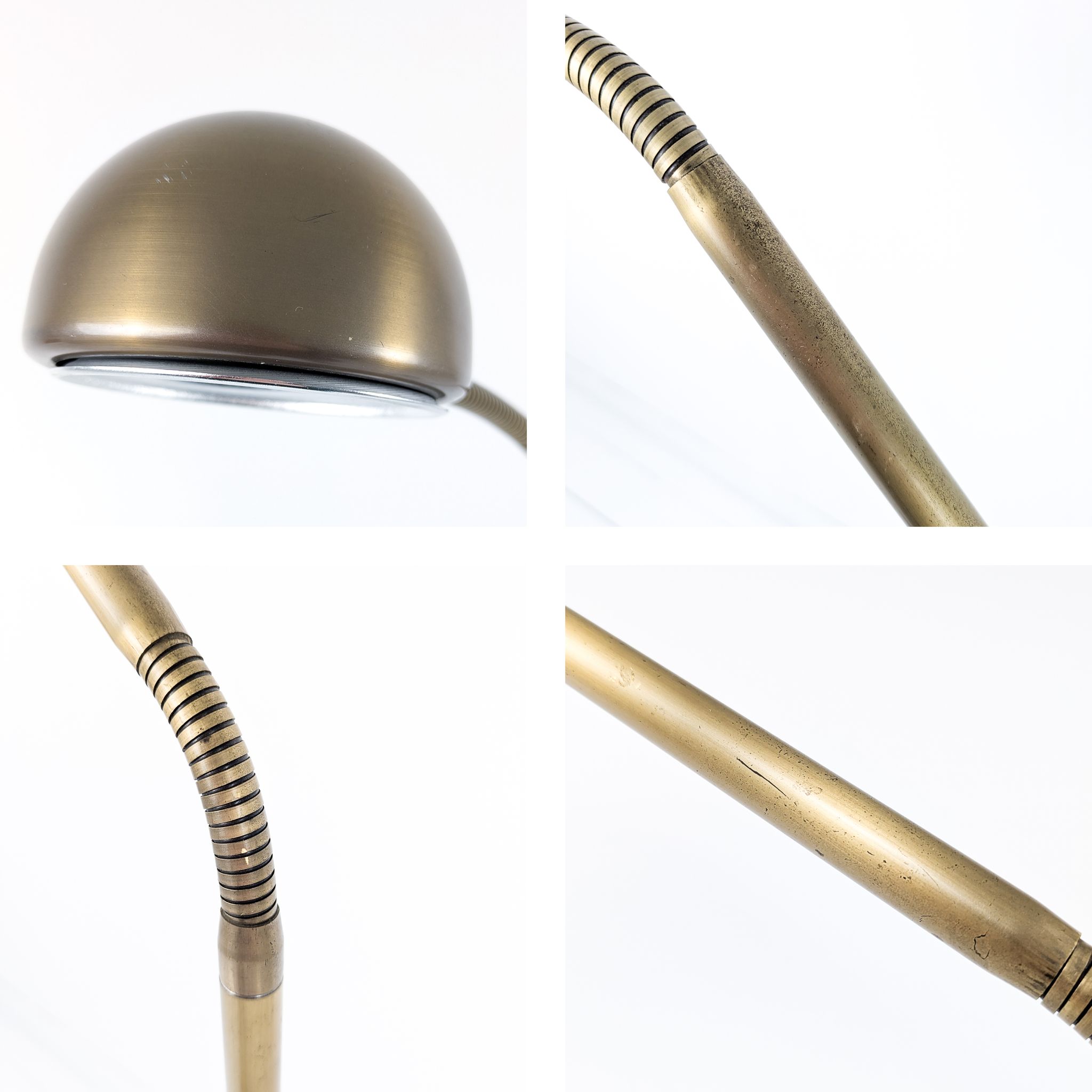 Lampadaire vintage Hustadt à 2 têtes flexibles, laiton mat