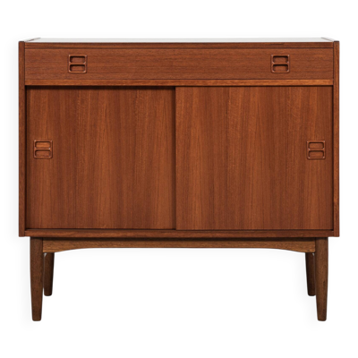 Cabinet danois des années 1960 en teck avec 1 tiroir et 2 portes coulissantes.