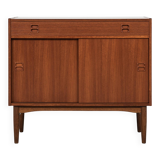 Midcentury Danish cabinet in teak with 1 drawer and 2 sliding doors 1960s
