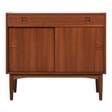 Midcentury Danish cabinet in teak with 1 drawer and 2 sliding doors 1960s