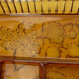 Aperitif dish servant compartments smoked molded glass 60s