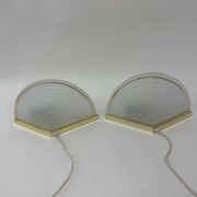 Set of 2 vintage glass wall lamps with golden holder , 1970’s