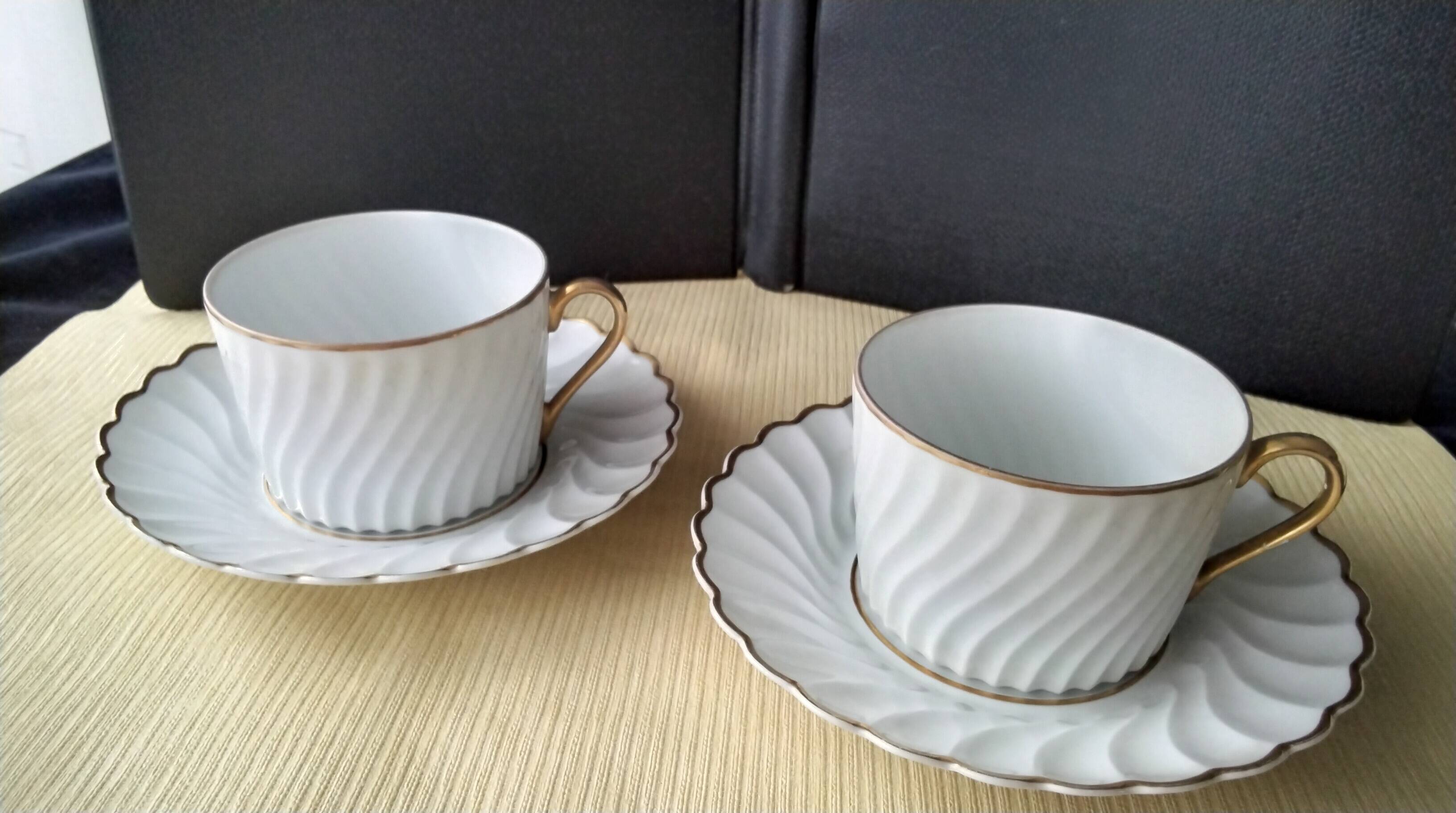 2 White Limoges Porcelain Breakfast or Chocolate Cups