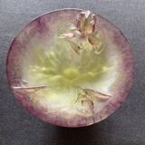 Daum Nancy glass paste bowl – Iris – Art Nouveau purple and green