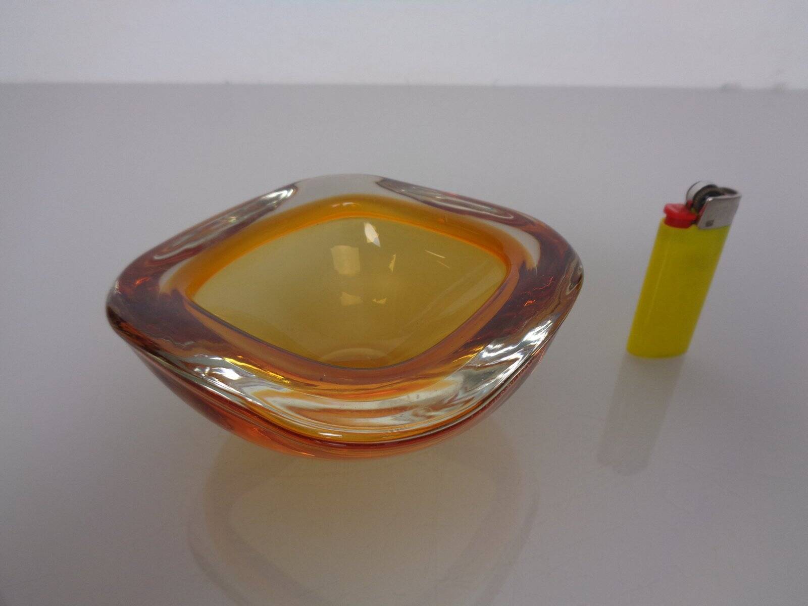 Amber Murano Glass Bowl, Italy, 1960s