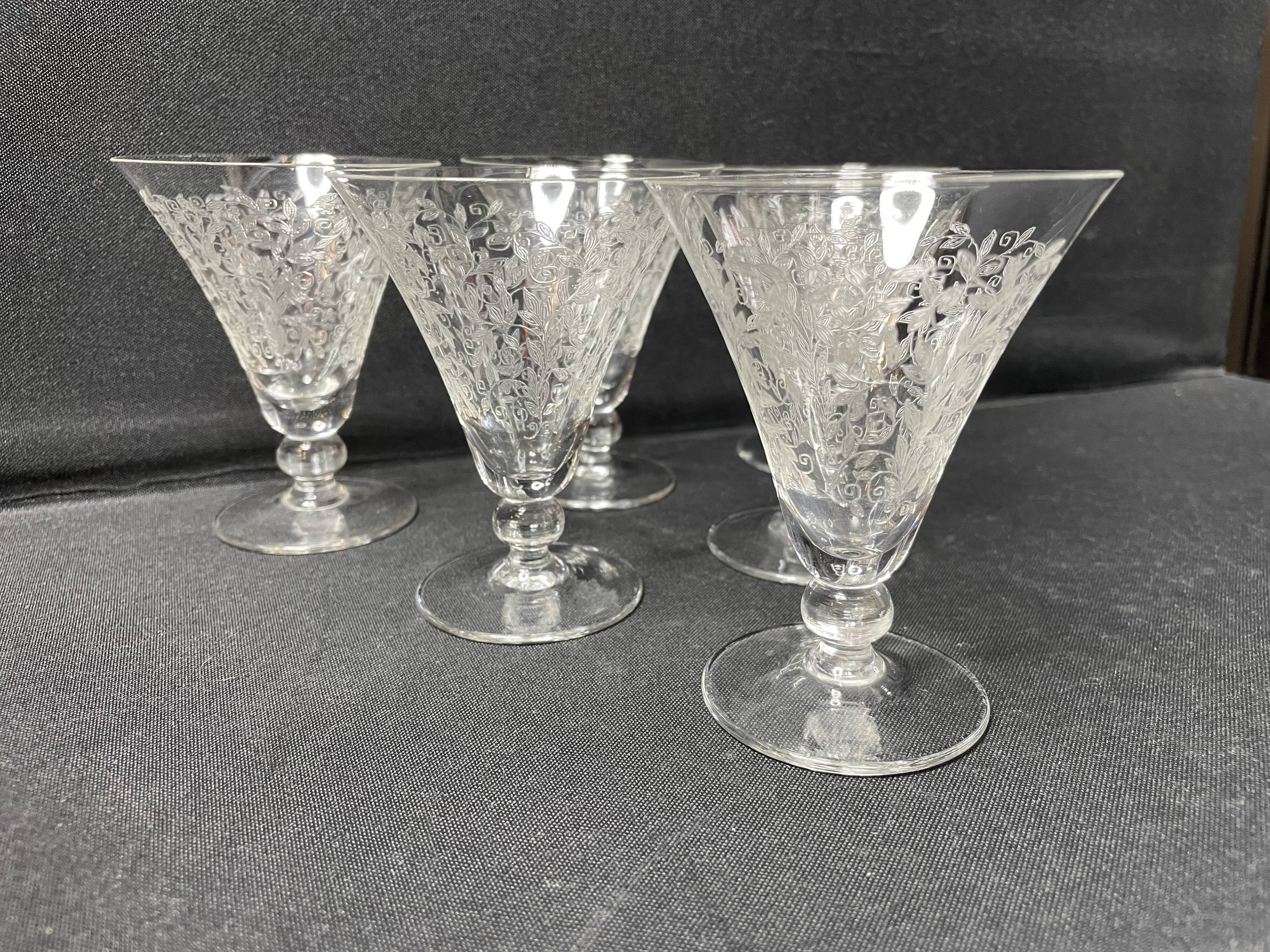 6 engraved light crystal glasses