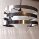 Chrome metal and opaline globe pendant light - 1970s