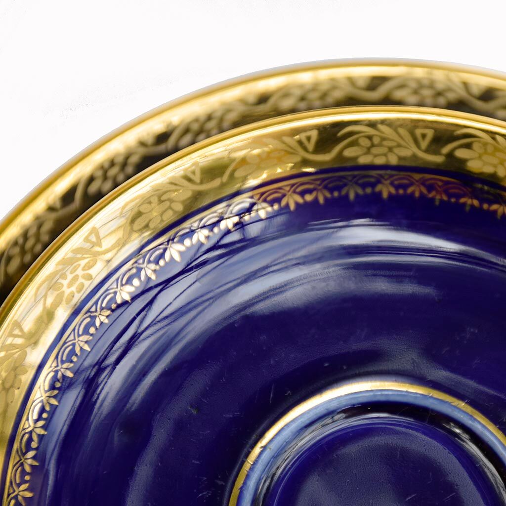 Coffee service Kréma Lafitte Asnières porcelain gold blue ⋆ Brocante Chic