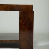 Lacquered elm magnifying glass coffee table, 1970s