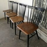 Set of 4 Scandinavian chairs with two-tone bars