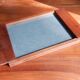 Art deco tray in wood and glass