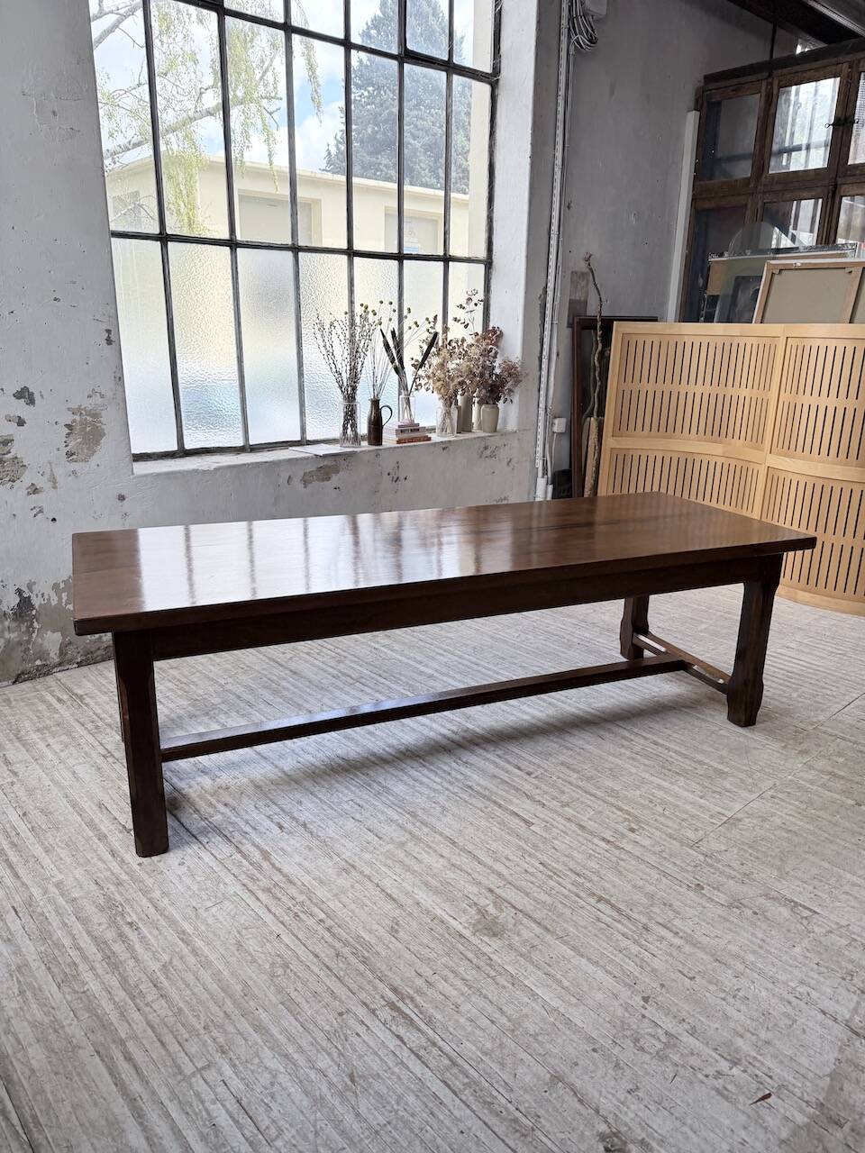 Table de ferme campagne noyer massif XL 250cm