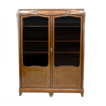 Transition style library marquetry and gilded bronze on marble