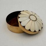 Vintage pillbox, brass and bone box - 1970s