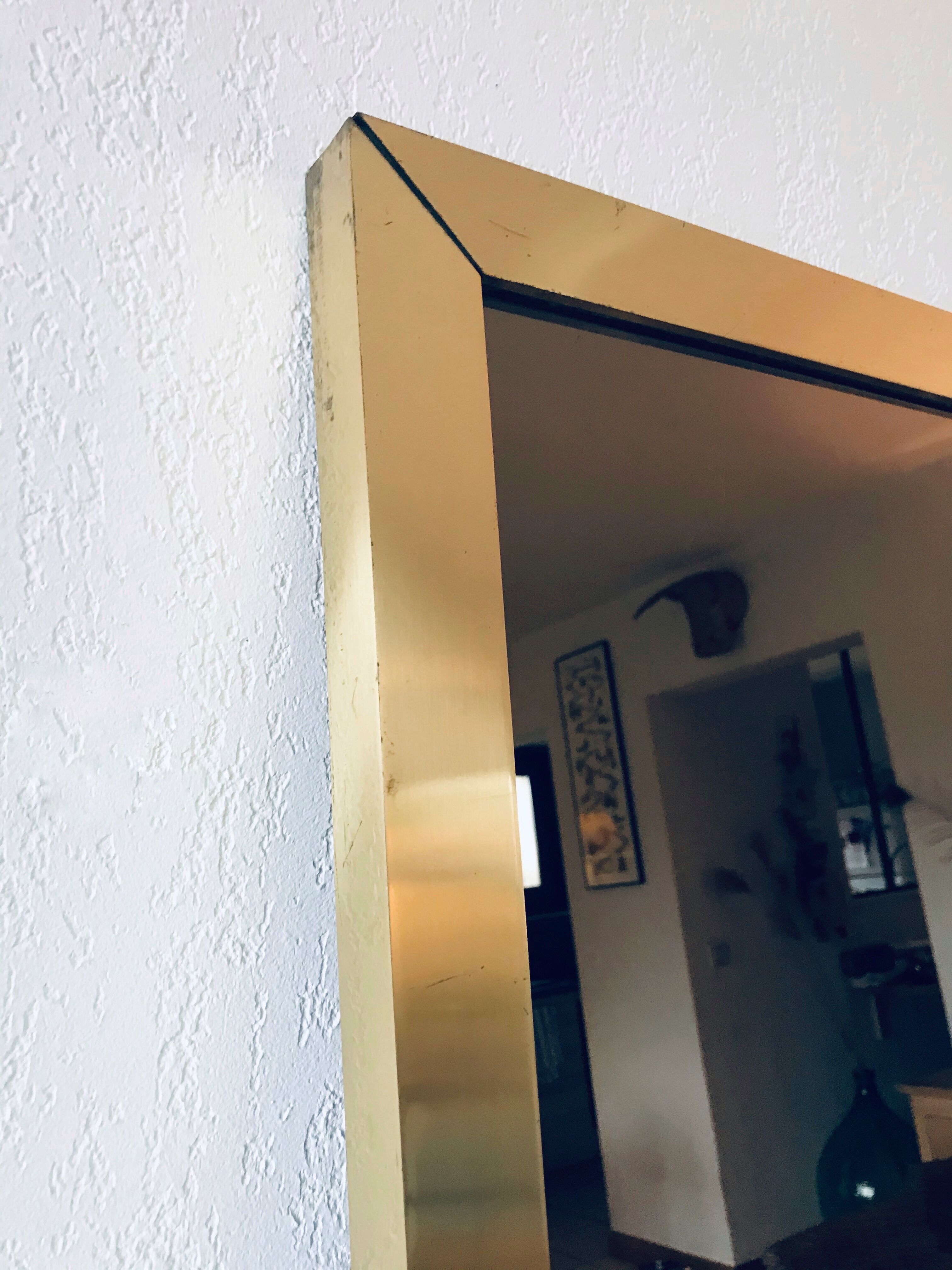 Italian brass mirror and smoked glass - 90x70cm