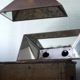Industrial pendant light, mirror reflector, sheet metal lampshade, England