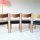 Italian Gessef chairs in light teak, Scandinavian design 1960.