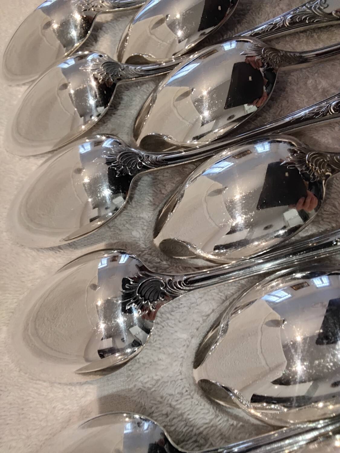 12 silver plated soup spoons by Christofle Marly, 20.6 cm