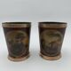 Pair of Painted Tin and Brass Planters, Decorated with Bucolic Landscapes,