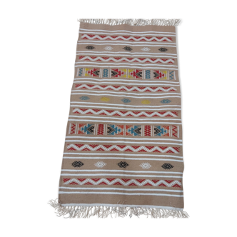 Multicolored kilim carpet handmade in pure wool 95x70cm