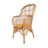 Fauteuil en rotin et osier vintage