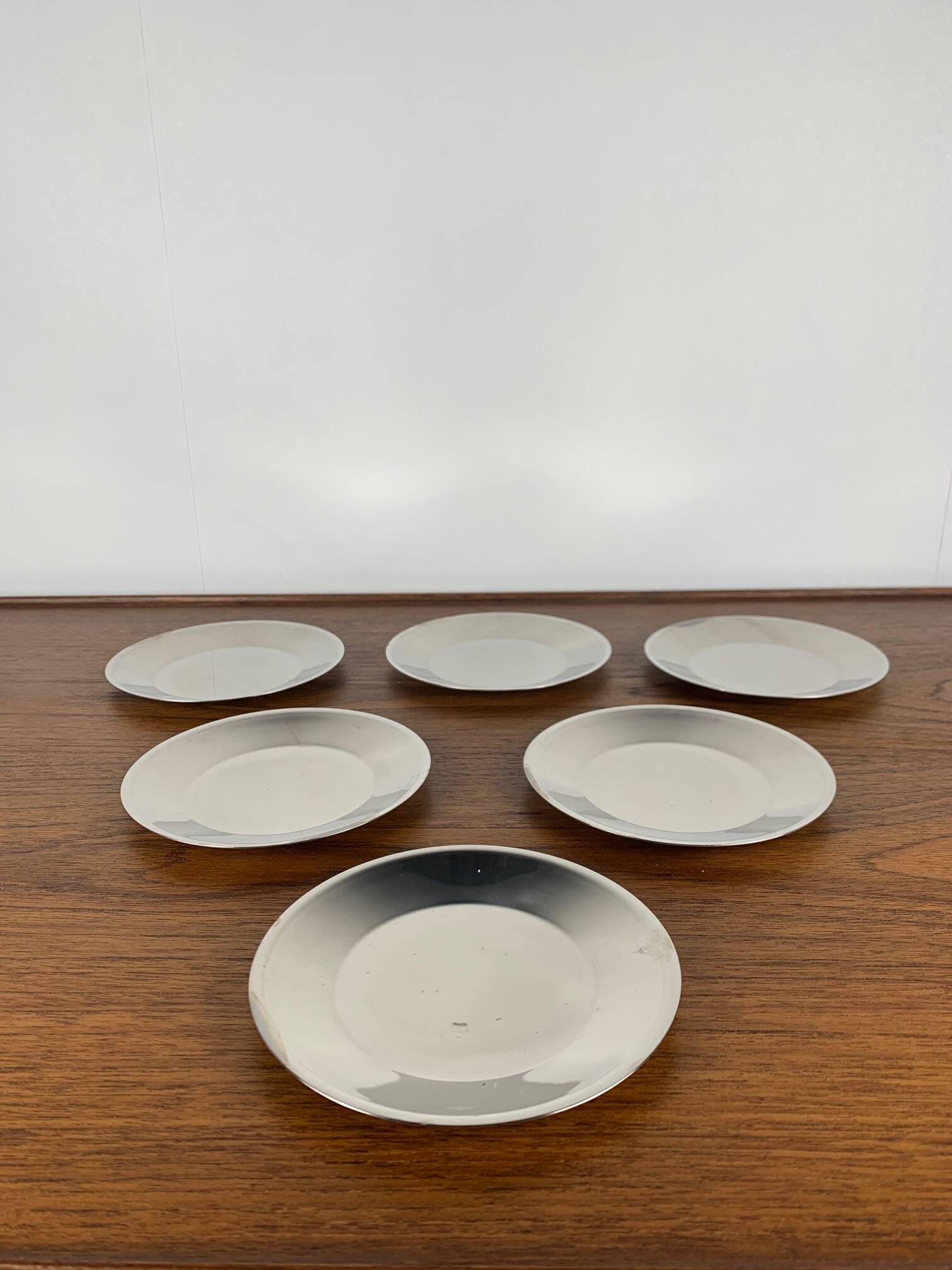 Set of 6 facix stainless steel dessert plates, italy