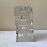 Set of 4 pressed glass ice cube candle holders
