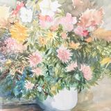 Watercolor painting with a large bouquet