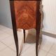 Louis XV style console bedside, curved faces, mahogany and rosewood marquetry decorated with flowers