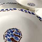 6 soup plates, ironstone from Longchamp, Arlette pattern, 1950s