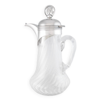 Leitão & irmão - carafe en argent massif et cristal d'époque art déco