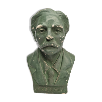 Bust in patinated plaster of the composer Gabriel Fauré, signed, 19 cm