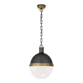 Grand pendentif en bronze et verre Hicks, États-Unis