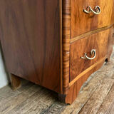 Art Deco curved chest of drawers in walnut