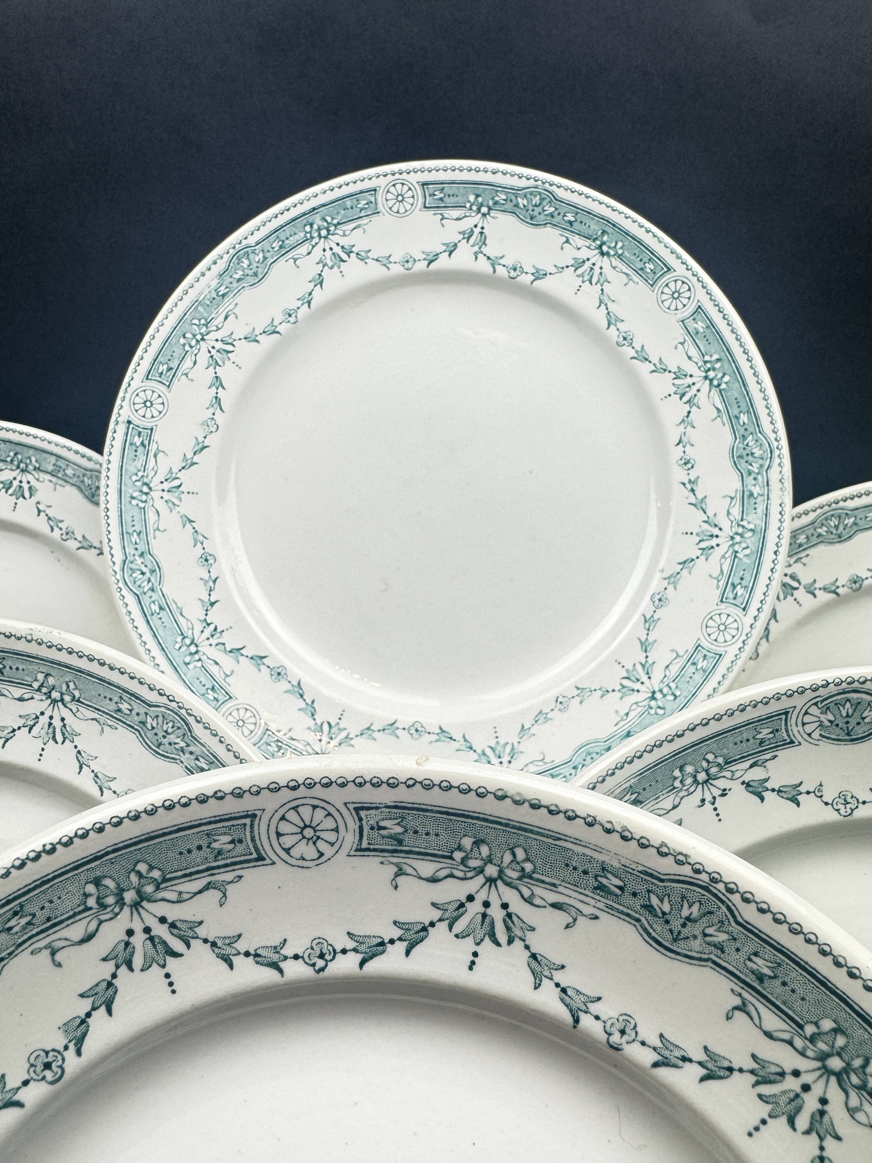 Set of 6 old earthenware plates Moulin des Loups & Hamage – Provence model – Terre de Fer