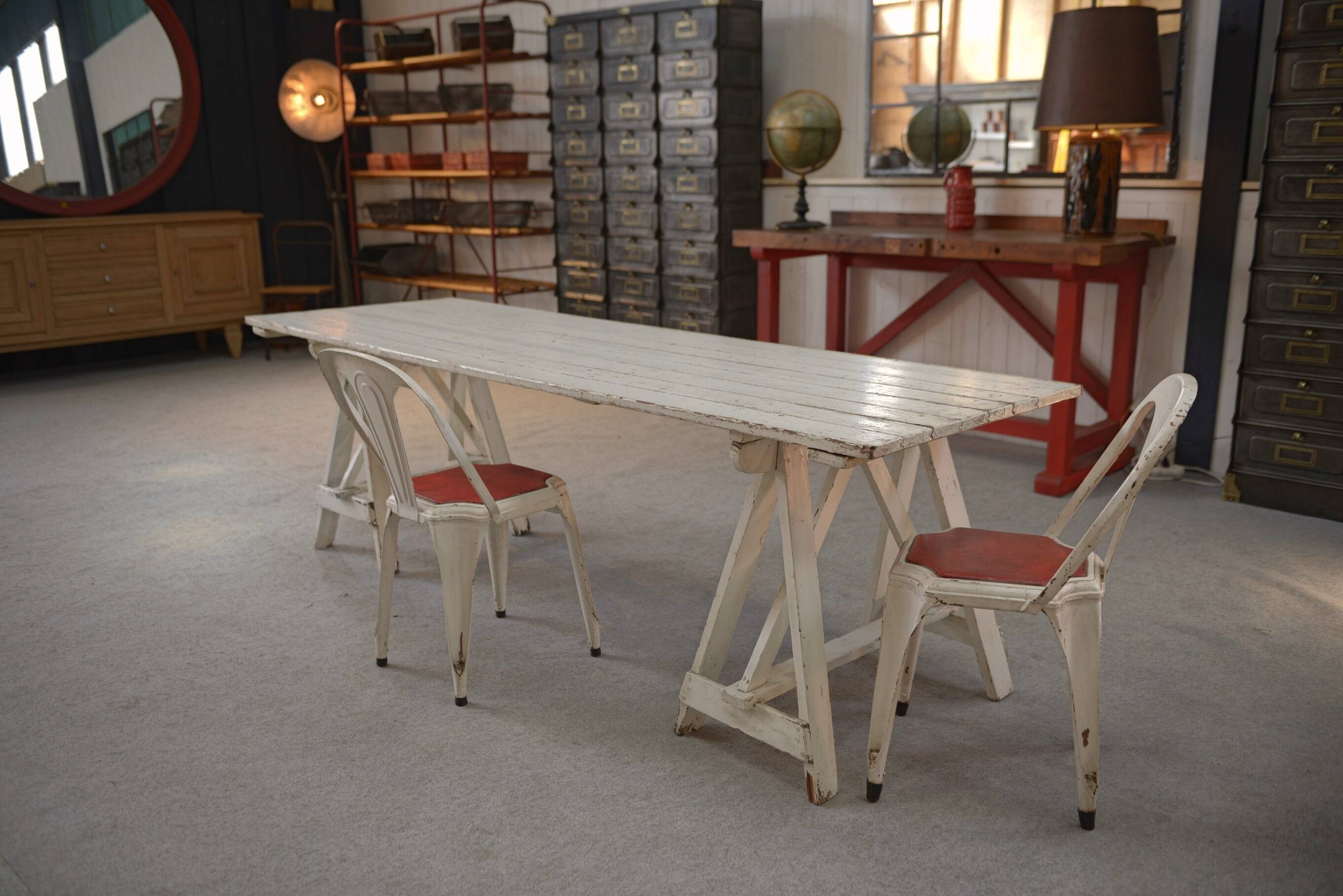 1950s white patina pine table