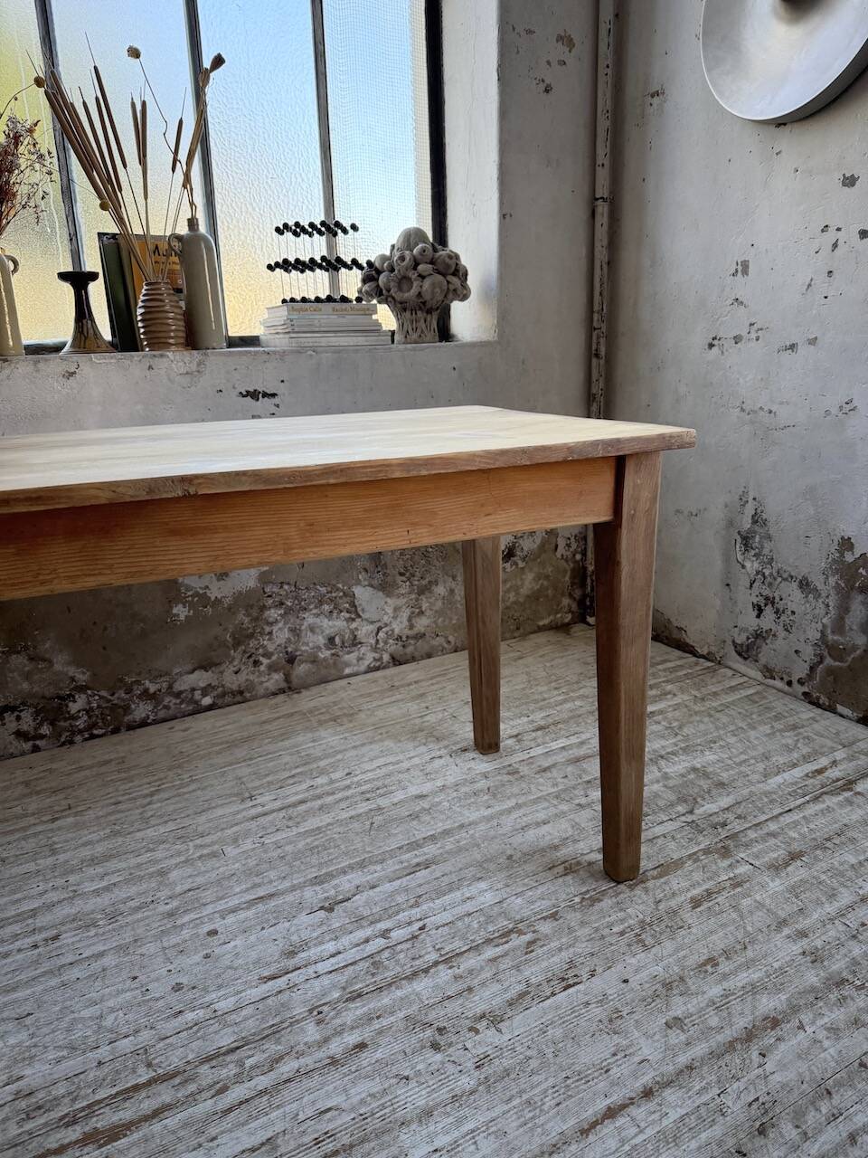 Table de ferme en pin et chêne