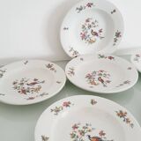 Lot de 6 assiettes creuses " oiseau de paradis " Sarreguemines