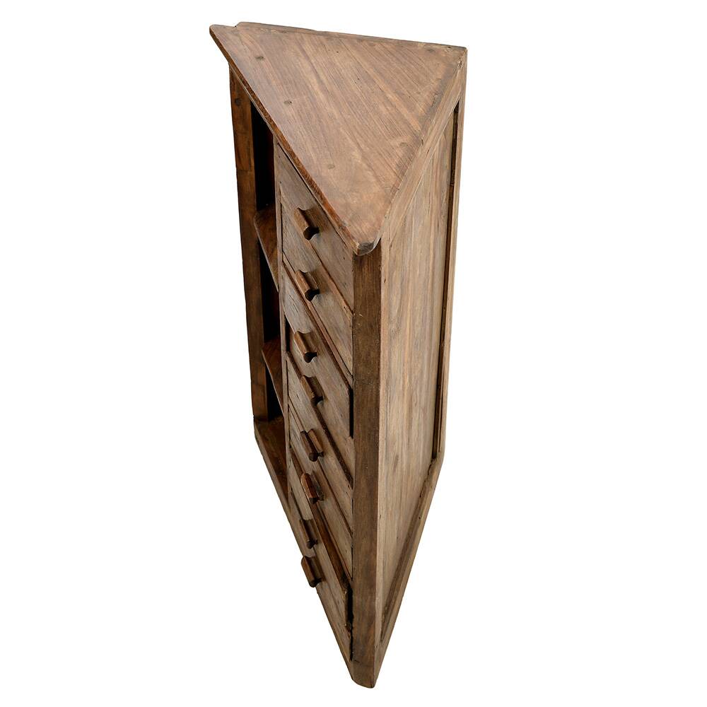 Wooden corner cabinet with 8 drawers