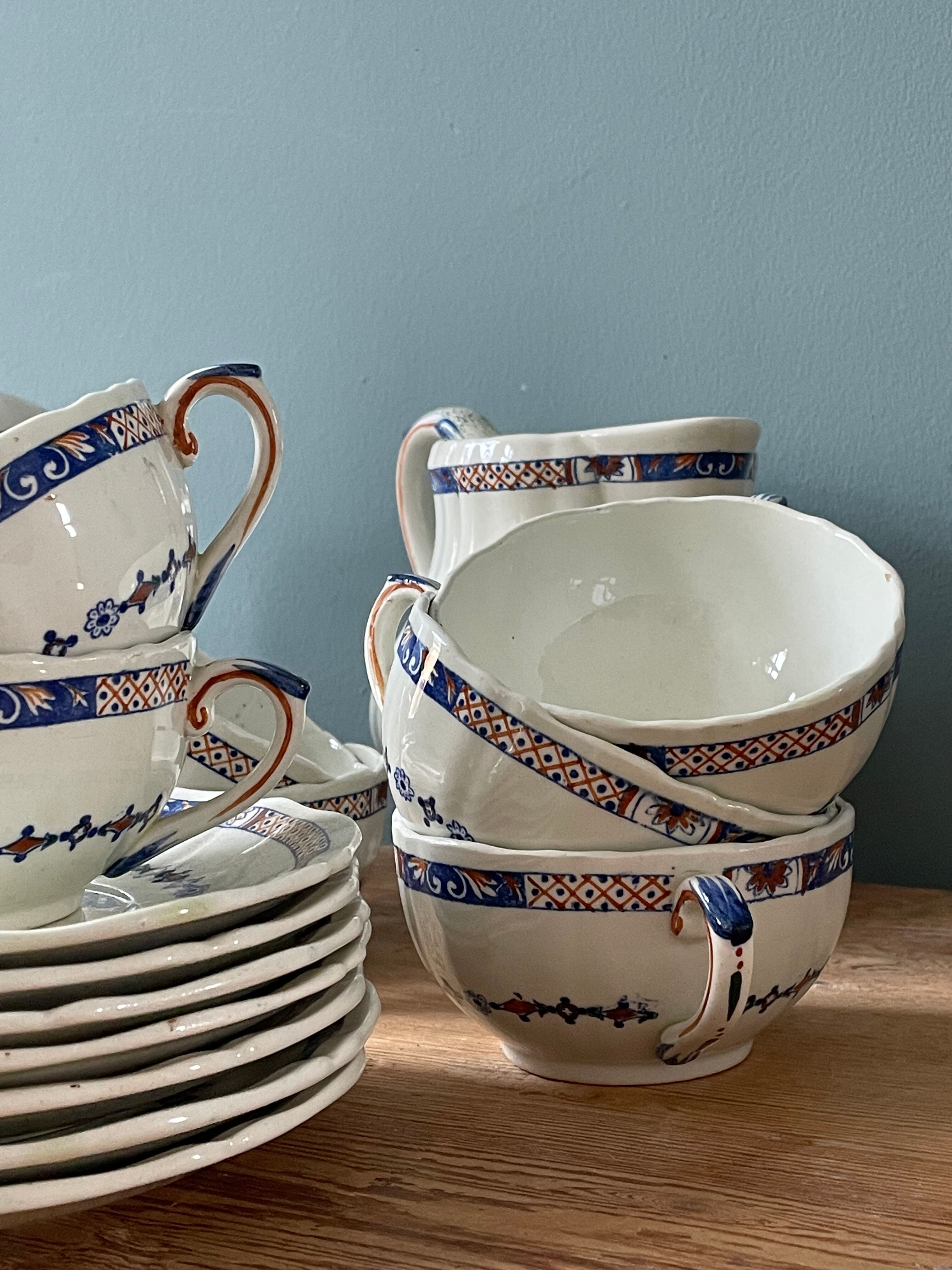 Coffee service Émile Bourgeois Grand Dépôt, décor Rouen XIXth