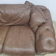 Mid-Century, Chesterfield sofa, natural leather