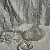 Grande carafe en verre à bouchon striée H25
