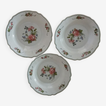 Set of 3 hollow plates Arcopal floral decoration