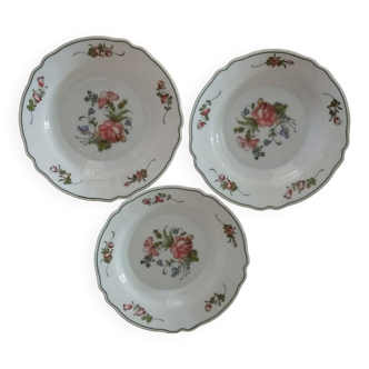 Set of 3 hollow plates Arcopal floral decoration