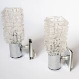 Pair of Targetti glass and chrome wall lights