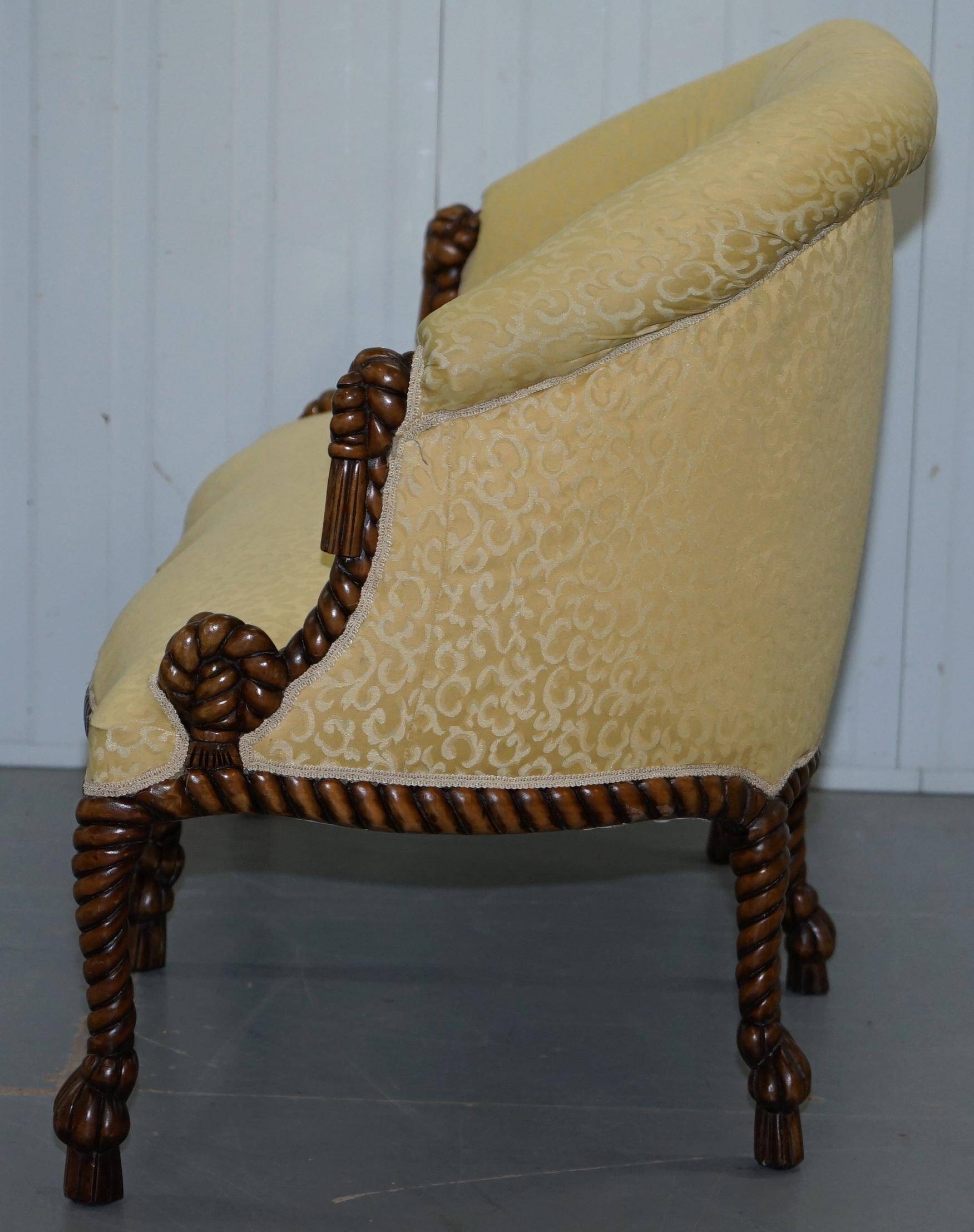 Ensemble sièges style Napoléon III en Rope Twist: fauteuil & canapé Chesterfield