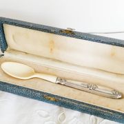 Silver and "horn" porridge spoon
