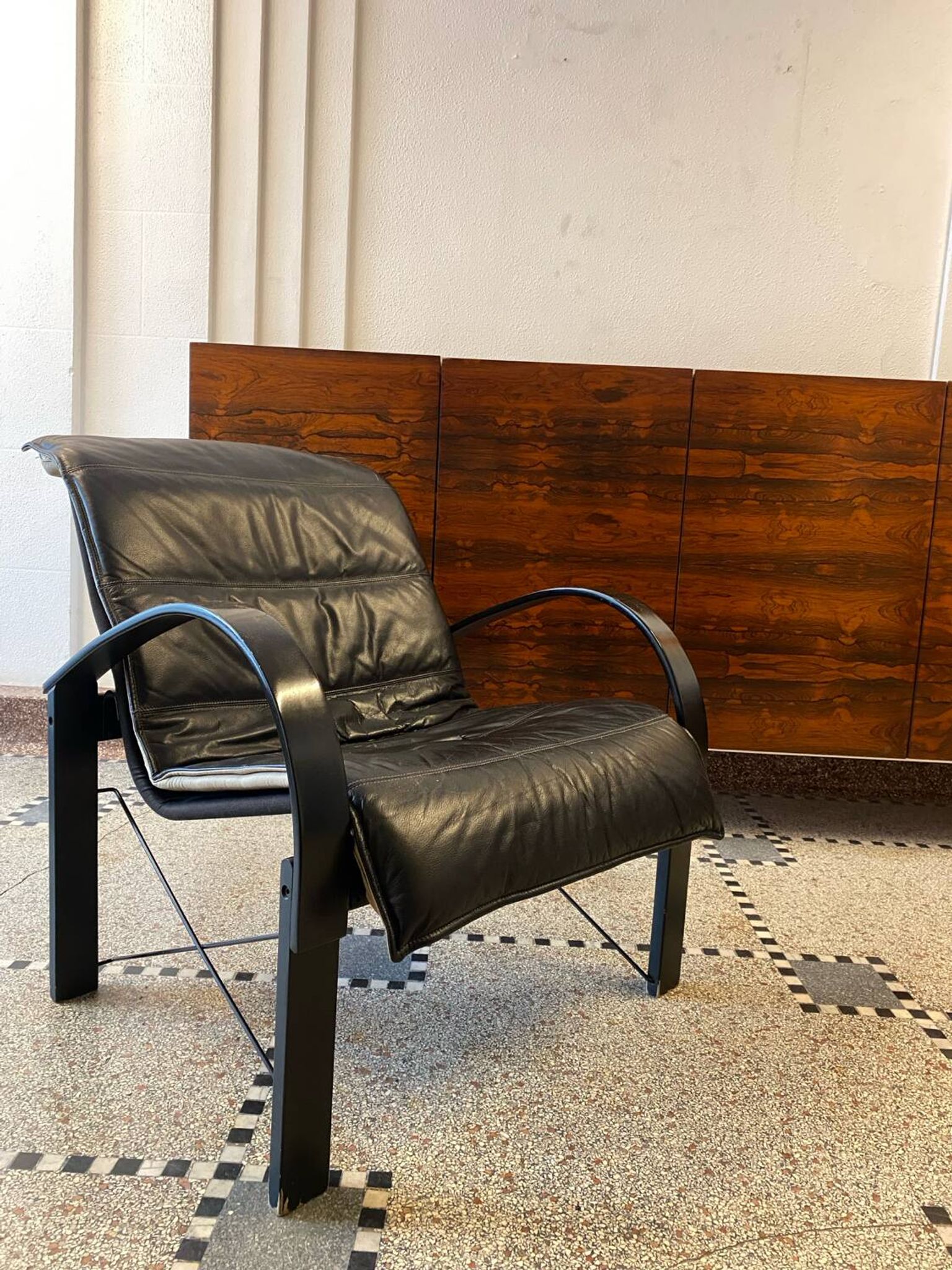 Pair of "Polhem" armchairs in leather by Tord Björklund for IKEA 1980.