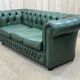 Chesterfield sofa in green leather 3 places from the 80s